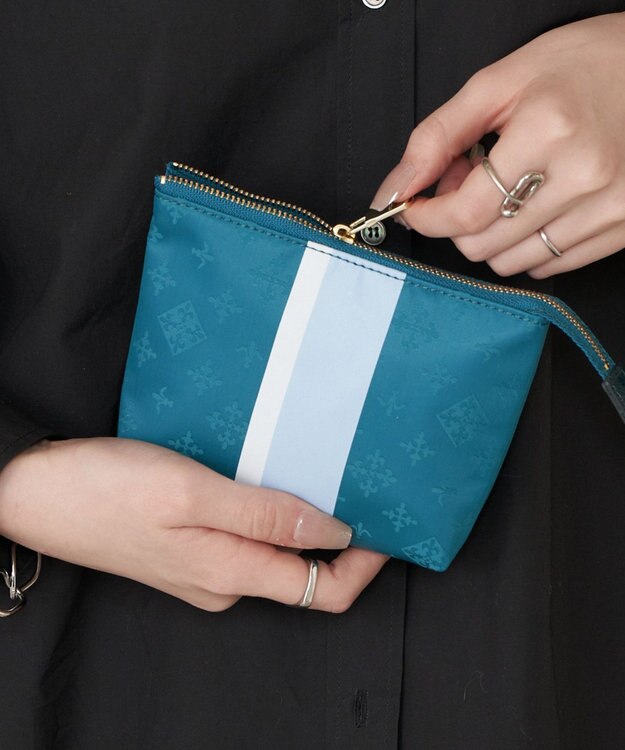 russet ラインプリントポーチ S(Z-227) Turquoise