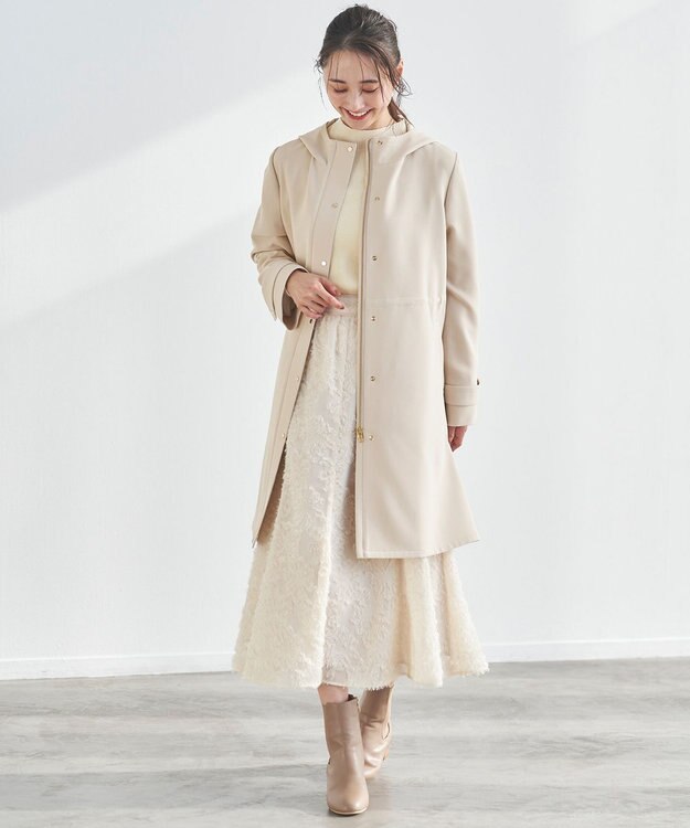 ANY SIS 【洗える】フーデットロング コート アイボリー