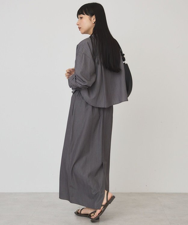 AMERICAN HOLIC 【2点セット・マルチ機能】タイトスカート+ショート丈シャツ Stripe Gray