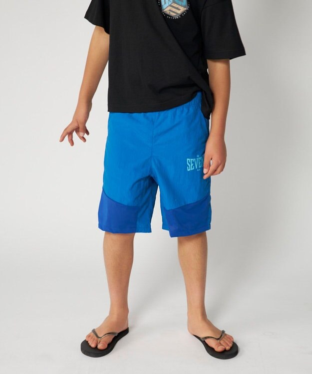 OP／FILA 【SEVEN2】異素材切替ナイロンパンツ ブルー