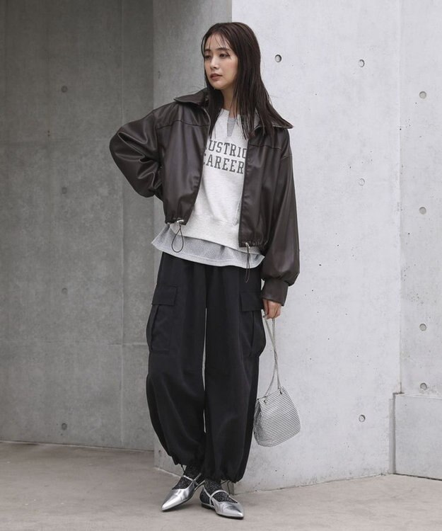 Green Parks フェイクレザードロストブルゾン Brown