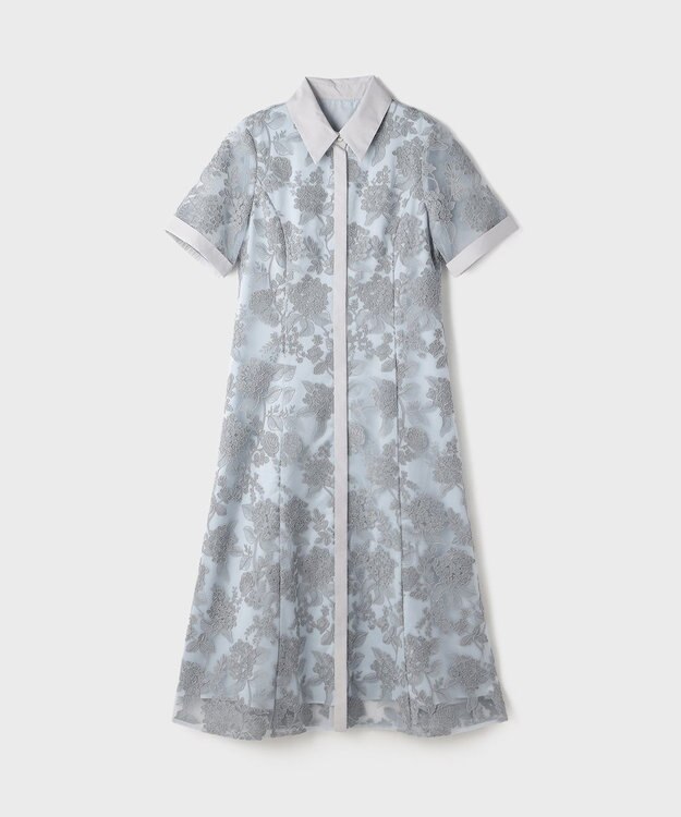 GRACE CONTINENTAL フラワーコード刺繍ワンピース グレー