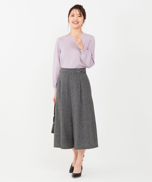 ANY SIS ホームスパンワイドクロップド パンツ チャコールグレー