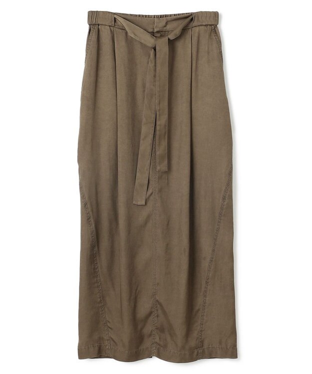 BEIGE， 【洗える】PAWPAW / ウエストリボンタックスカート Khaki