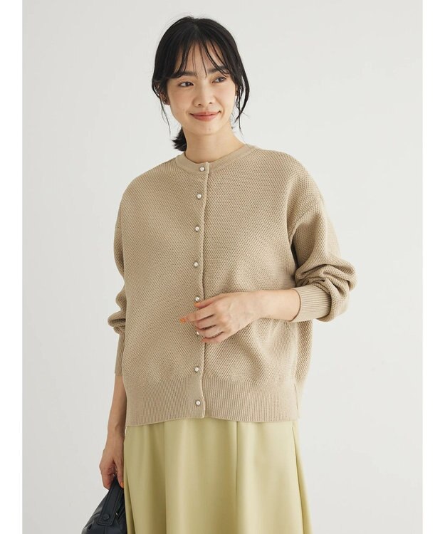 Green Parks ２ｗａｙ　パール釦ニットプルオーバー Beige