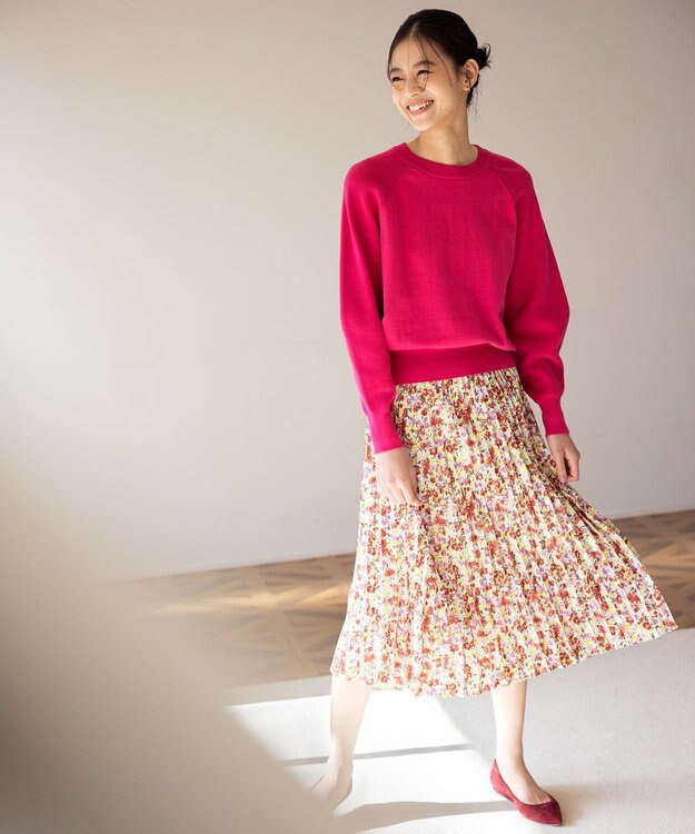 組曲 【選べる8色展開・春まで使える！】バックレースカラー ニット ラズベリー系