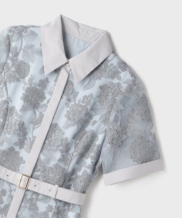 GRACE CONTINENTAL フラワーコード刺繍ワンピース グレー