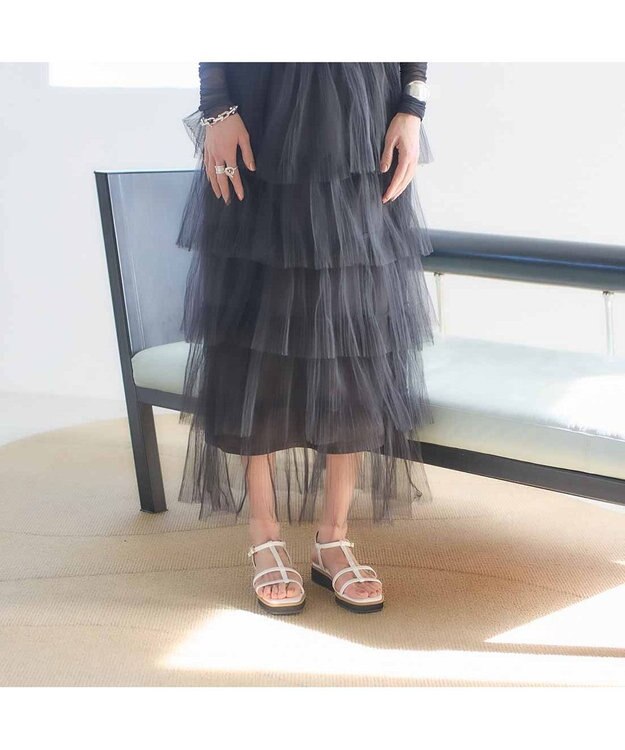 MODE ET JACOMO <carino>厚底Tストラップサンダル ホワイト