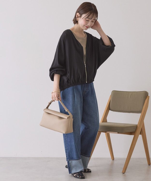 AMERICAN HOLIC Vネックドルマンブルゾン Black