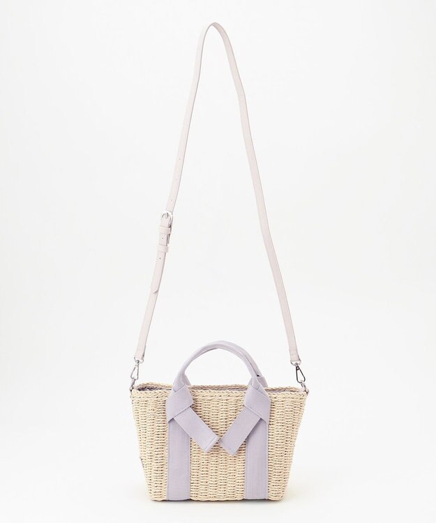 LA BAGAGERIE 【maison vert】 【ペーパー素材・多収納】リボンハンドル2WAYかごバッグ ライトグレー