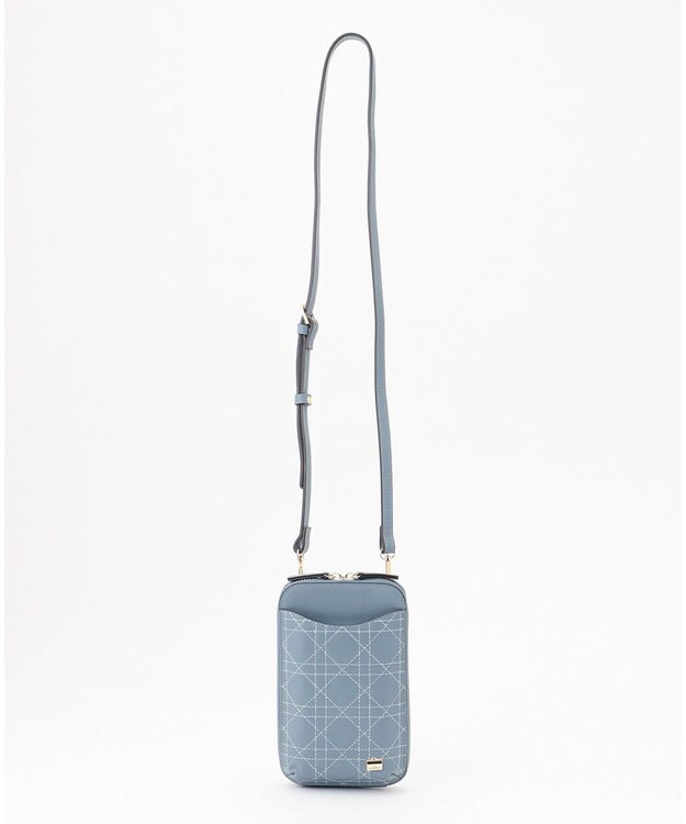 LA BAGAGERIE 【レザー×ステッチ】スマホポシェット ライトブルー