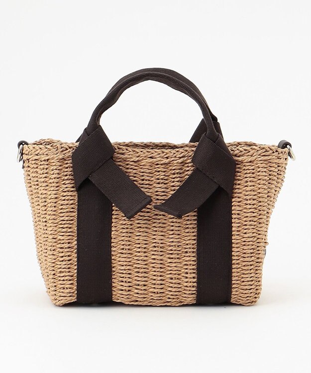 LA BAGAGERIE 【maison vert】 【ペーパー素材・多収納】リボンハンドル2WAYかごバッグ チョコ