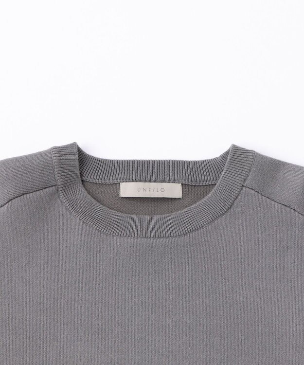 UNFILO MENS 【新色追加】スウェットライク クルーニット [24年秋冬商品] グレー