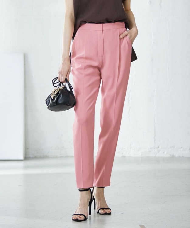 ICB 【人気のため新色追加・洗える】Naiaバックサテン テーパードパンツ アッシュピンク系