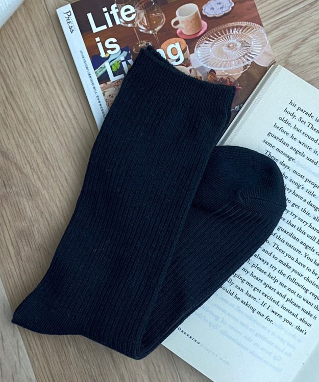 WEGO カラーリブソックス ブラック