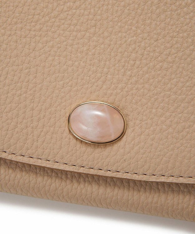 TOPKAPI 【TOPKAPI】gemdrops ジェムドロップ ミニエンボスレザー 天然石 長財布 ピンクベージュ