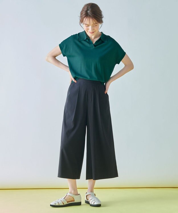 ANY 【ウエストゴム】清涼リラックスクロップドパンツ ブラック