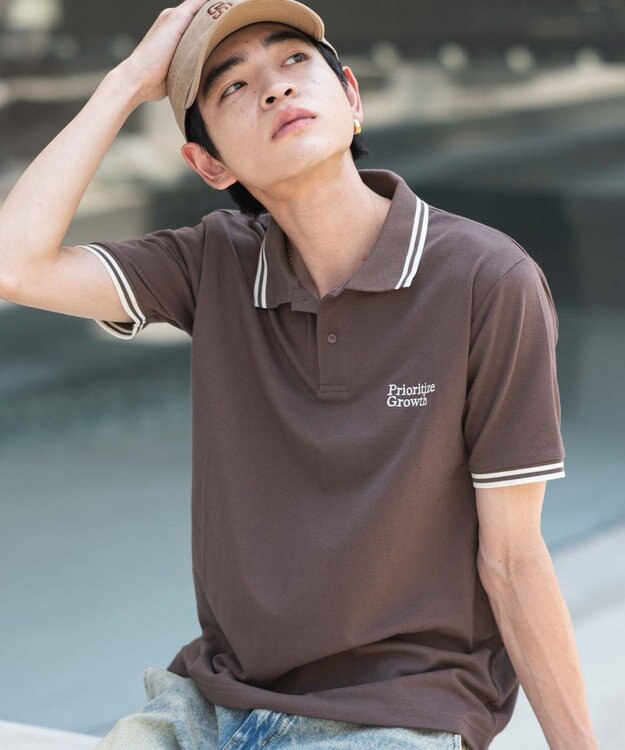 WEGO 【ユニセックス着用ITEM/MLサイズ展開】ワンポイント刺繍カノコポロ（SS） ブラウン