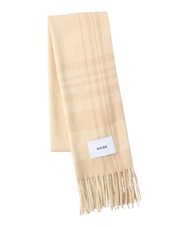 MOONBAT estaa とろーりマフラー ナチュラルチェック／手洗い可 ベージュ