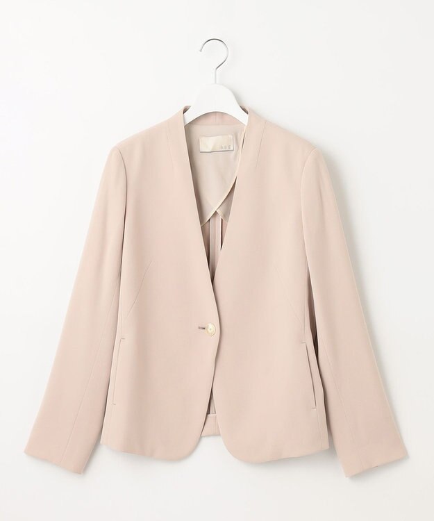 自由区 【XSサイズ～/洗える】ダブルフェイススーティング ノーカラージャケット ピンク系