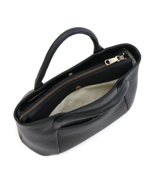 IBIZA 牛革　ハンドバッグ（ワイドサイズ） 黒