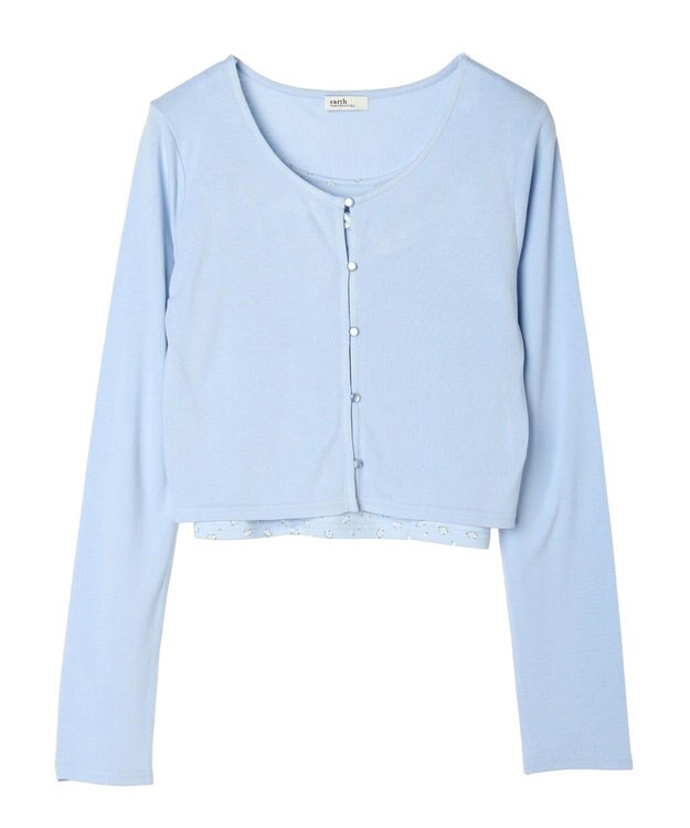 earth music&ecology ＳＥＴ２点カーディガン＋フラワーキャミ Sax