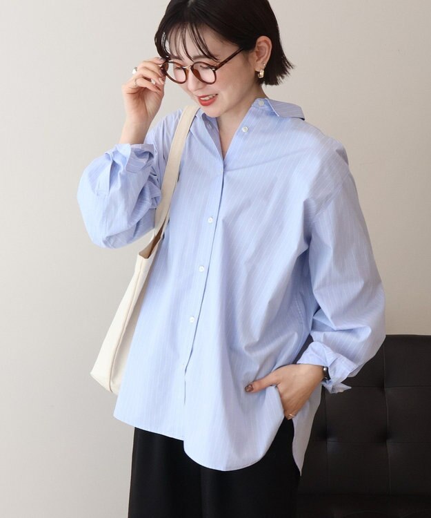 AMERICAN HOLIC 【花粉防止】【イージーケア】ベーシックシャツ Stripe Blue