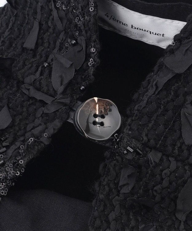 自由区 【カトリエムブーケ】Tweed a fleurs et rubans     ミニバッグ ブラック