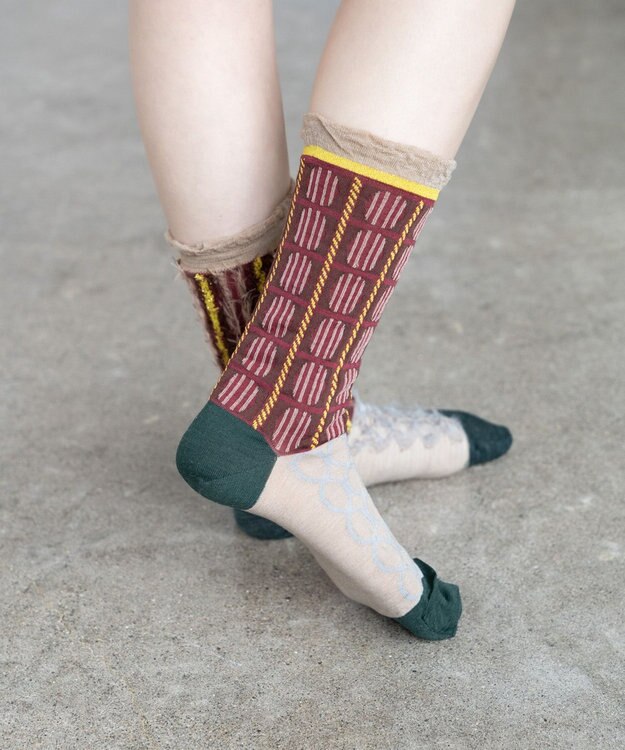 COQ BAMBI DOTS リバーシブルファーソックス ベージュ