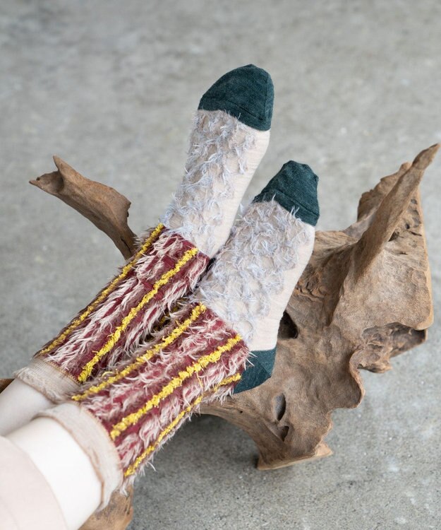 COQ BAMBI DOTS リバーシブルファーソックス ベージュ