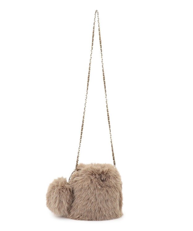 23区 【見上愛さん着用】フェイクファー チャーム バッグ ベージュ系
