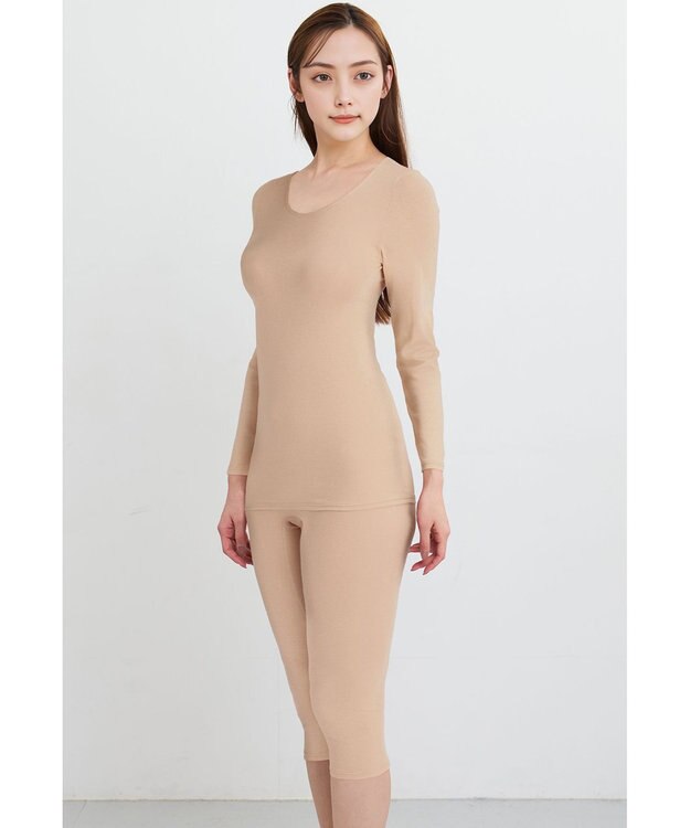 WACOAL あったかインナー 【ふんわりあったか】 8分袖 長袖 ネック浅め 天綿オーガニックを使用 あたたかい ムレにくい しなやかでやわらかい レディース CLD311 /ワコール カラシ