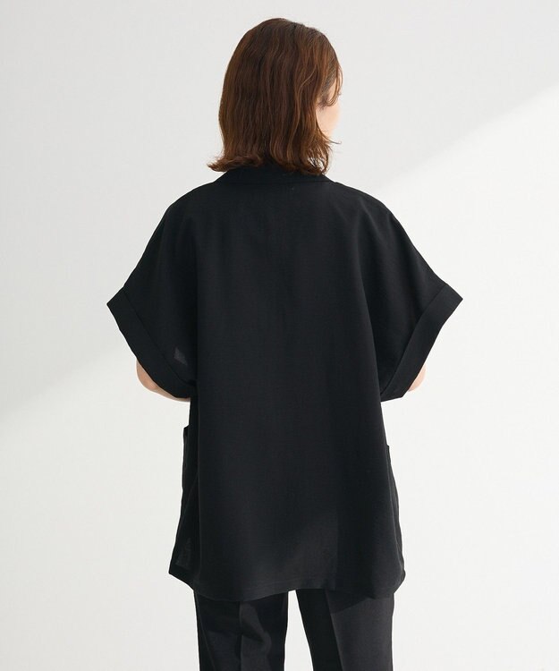 Green Parks 麻調フレンチスリーブジャケット Black