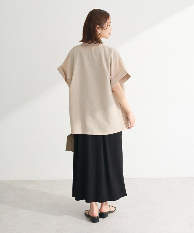 Green Parks 麻調フレンチスリーブジャケット Light Beige