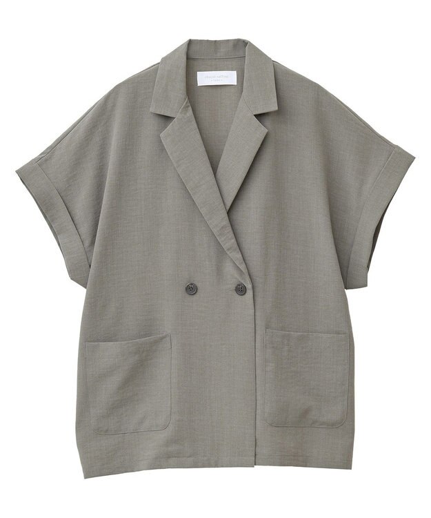 Green Parks 麻調フレンチスリーブジャケット Gray Beige