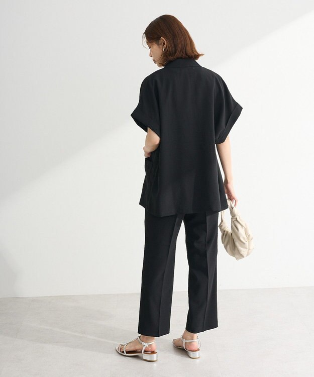 Green Parks 麻調フレンチスリーブジャケット Black