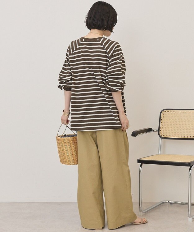 AMERICAN HOLIC フレアラグランボーダーロンＴ Brown