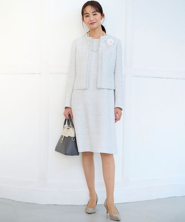 組曲 【ショルダーベルト付き】ボストンハンドバッグ グレー系