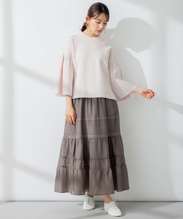組曲 【洗える】レーシーボイル スカート ライトグレー系