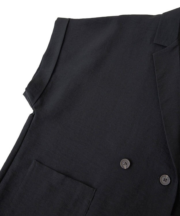 Green Parks 麻調フレンチスリーブジャケット Black