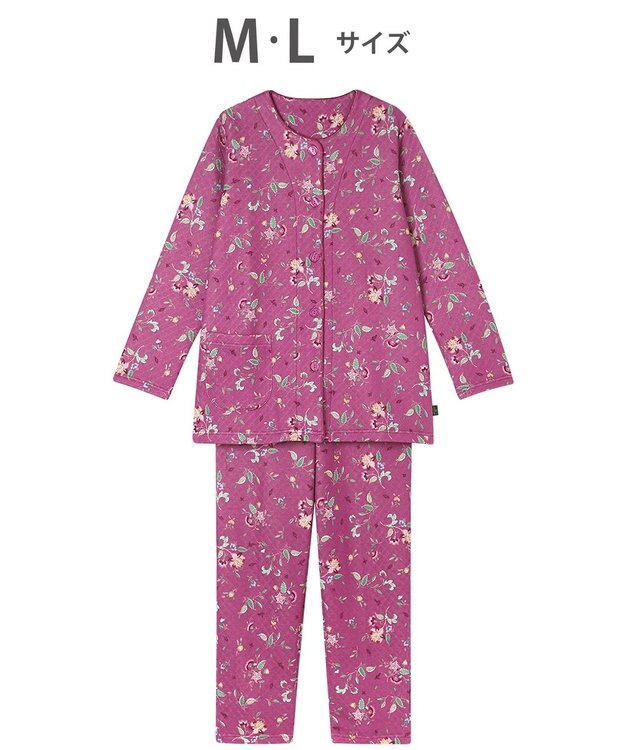 WACOAL ワコール_リラックス＆スリープ パジャマ キルトニット素材(本体) あったか 長袖 長ズボン ミントン レディース NDW458 /ワコール ロマンピンク