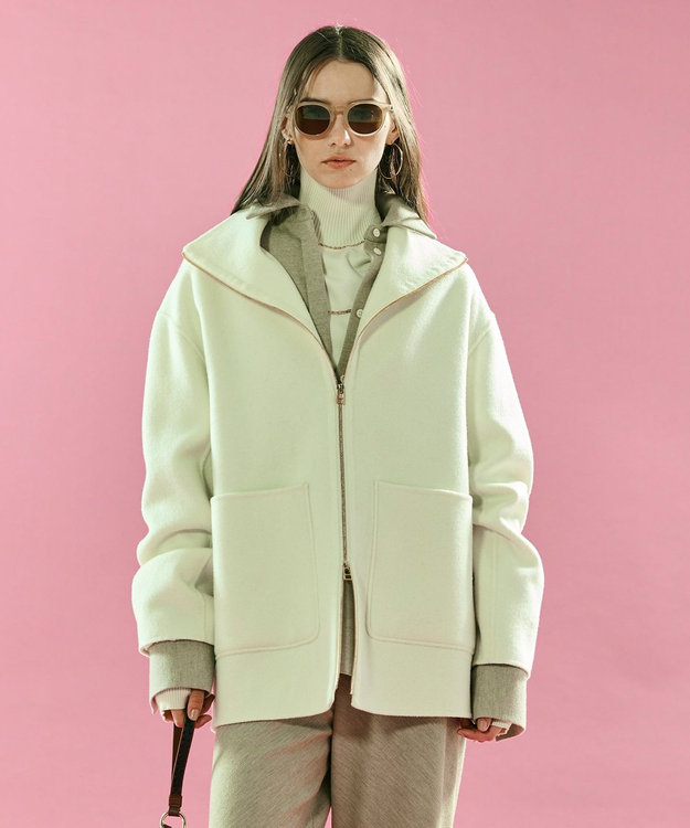 ZION / ウールスタンドカラーショートコート / BEIGE, | ファッション