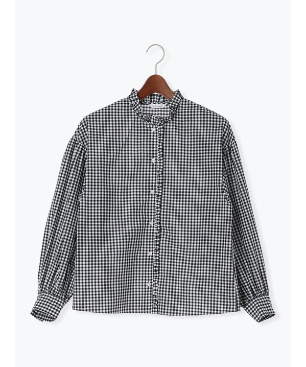 Te chichi パターンアソートスタンドフリルブラウス ブラック