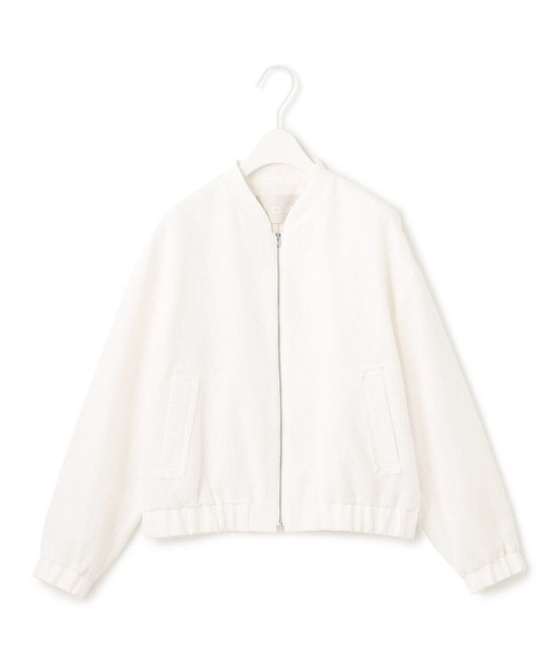 ICB 【洗える】 ライトスラブツイード ブルゾン オフホワイト系