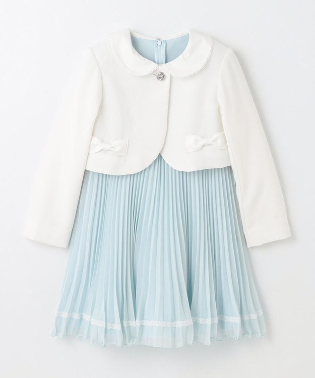 ANY KIDS 【2点セット】ジャケット＋シフォンプリーツワンピース サックスブルー