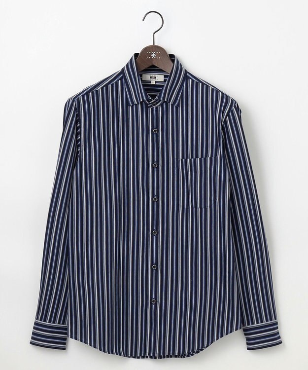 JOSEPH ABBOUD 【ストレッチ・イージーケア】ジャージーストライプシャツ ネイビー系1