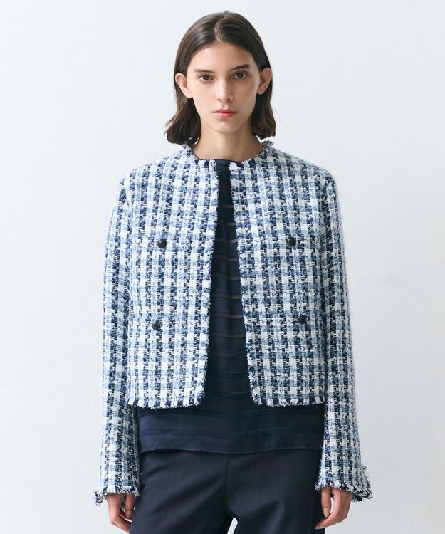 BEIGE， BERYL / ファンシーツイードノーカラージャケット Navy Mix