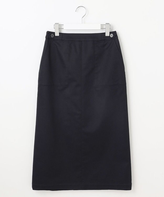 J.PRESS LADIES 【洗える】シャンブレーサテン ナロー スカート ネイビー系