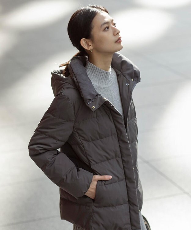 J.PRESS LADIES 【洗える】WOOL BLEND AIR ハイネック ニット ライトグレー系