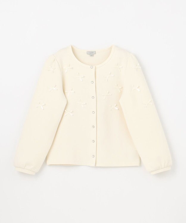 ANY KIDS スナップボタン リボンカーディガン エクリュ